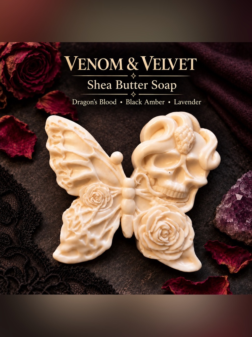 Venom and Velvet handcrafted scented shea butter soap